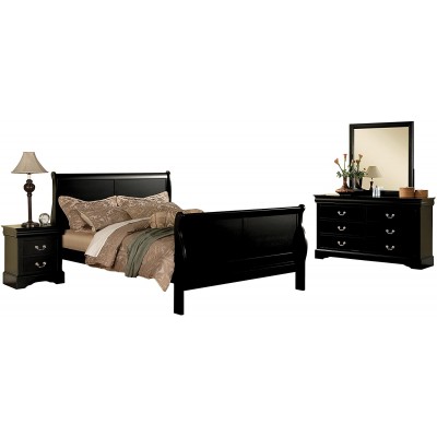 Acme Furniture Louis Philippe III Queen 4-Piece Bedroom Set Black