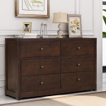 Knocbel 3 Pieces Classic Brown Sliver Finish Wood Bedroom Set King Size Bed 6-Drawer Dresser & 1 Nightstand Brown