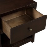Knocbel 3 Pieces Classic Brown Sliver Finish Wood Bedroom Set King Size Bed 6-Drawer Dresser & 1 Nightstand Brown