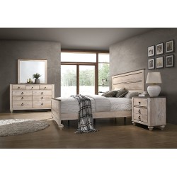 Roundhill Furniture Imerland Contemporary White Wash Finish 4-Piece Bedroom Set,