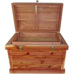 24" Round Top Aromatic Red Cedar Chest with Brass Hardware and Removable Inner Tray Blanket Linen Storage Steamer Trunk Amish Made in America Medium Natural