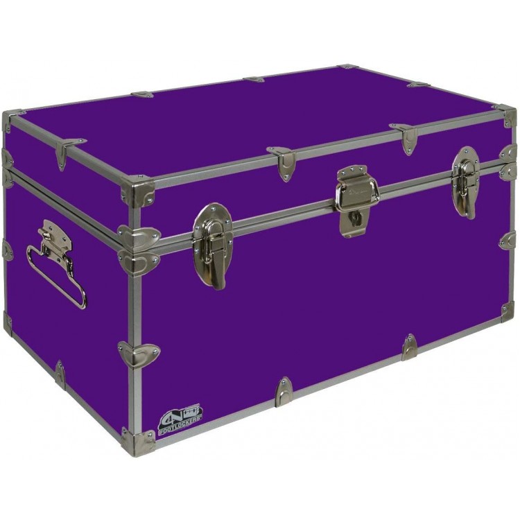 C&N Footlockers UnderGrad Storage Trunk College Dorm Chest Durable with Lid Stay 32 x 18 x 16.5 Inches Purple