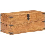 Chest 35.4"x15.7"x15.7" Solid Acacia Wood,Toy Box,Storage Basket,Retro Entryway Chest Bench Sturdy and Large Storage Trunk for Living Room Bedroom Easy Assembly