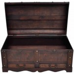 Galapara Wooden Treasure Chest Large Old-Fashioned Antique Vintage Style Storage Box Brown