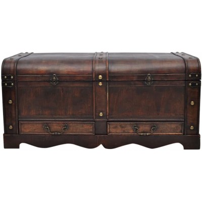 GOTOTOP Wooden Treasure Chest Old-Fashioned Antique Vintage Style Storage Box Trunk Cabinet for Bedroom Closet Home Organizer Collection Furniture Decor 35.4 x 20 x 16.5 inch