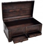 H.BETTER Large Vintage Storage Chest Wood Storage Trunk Storage Box Wood Trunk Treasure Chest Brown