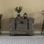 Large Grey Storage Trunk Chest With Drawer Organizer and Handles for Easy Moving