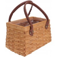 Qinndhto Compact Lovely Wood Chip Basket Fruit Storage Basket Wooden Woven Hand Basket Storage Chests Color : Light Brown Size : 23.5x14cm