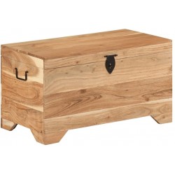 Storage Chest Solid Rough Mango Wood Includes two handles and a latch Organization and Storage for Patio Furniture 28.7" x 15.4" x 16.1" L x W x H