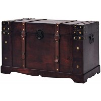 Tidyard Vintage Storage Chest with Side Handles Wood Blanket Box Wooden Trunk Treasure Chest for Bedroom Closet Home Organizer Furniture Decor 26 x 15 x 15.7 Inches L x W x H