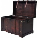 Treasure Chest Wooden Storage Trunks Vintage Treasure Chest Wood Box With Latch Closure for Place Food Drinks and Items Storage like Clothes Books 66 x 38 x 40cm #1