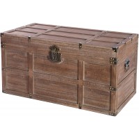 Vintiquewise Wooden Rectangular Lined Rustic Storage Trunk with Latch Large Brown