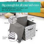 ﻿﻿Woffit Extra Large Toy Box Big Collapsible Toys Storage Chest for Kids w  Flip Lid & Handles Fun Gifts for Girls & Boys Playroom Containers Beige