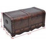 Wooden Storage Trunks 25.98x14.96x15.75 inch Wood Made Pirate Treasure Chest Wooden Iron Lock Leather Chest with Latches Box for Antique-Style Storage Decorative Keepsak Chest 3
