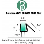2-Pack Butecare Frameless Shower Door Bottom Seal – Stop Shower Leaks and Create a Water Barrier 3 8” x 39”