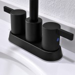 4 Inch 2 Handle Centerset Matte Black Lead-Free Bathroom Faucet with Copper Pop Up Drain and 2 Water Supply Lines BF015-1-MB