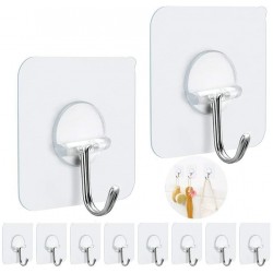 Adhesive Hooks Heavy Duty Sticky Hooks for Hanging Wall Hangers Without Nails 15lbMax 180 Degree Rotating Seamless Stick on Wall Hooks Bathroom Kitchen Office Outdoors-10 Packs