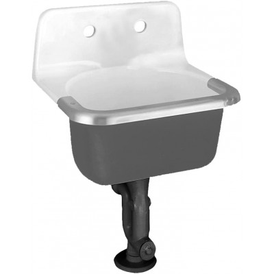 American Standard 7692.008.020 Lakewell Cast Iron Wall Mounted Service Sink with Drilled Back 2 Holes on 8-Inch Center and Rim Guard 22 by 18-Inch White