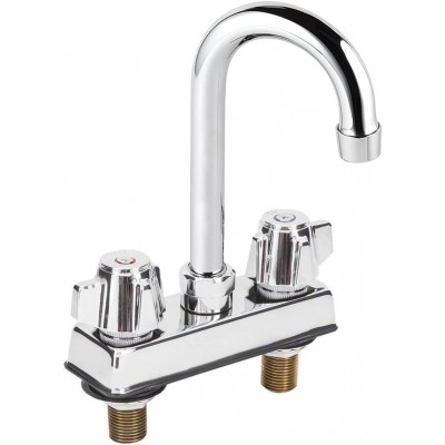 AmGood Deck Mount Kitchen Sink Gooseneck Faucet | 6" Swivel Spout | 4" Center | NSF | Commercial Kitchen Utility Laundry