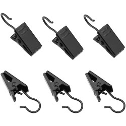 Coideal 100 Pack Small Curtain Clips Hooks Black Stainless Steel Metal Patio Awining Lights Hanger Wire Holder for Drape Track Christmas Decoration Art Craft Display Indoor and Outdoor Supplies