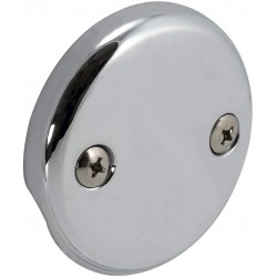 EZ-FLO 35245 Chrome Two-Hole Overflow Face Plate with Brass Screws 0.70 x 3.3 x 3.3