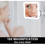 Fancii 10X Magnifying Lighted Makeup Mirror Daylight LED Vanity Mirror Compact Cordless Locking Suction 6.5" Wide 360 Rotation Portable Illuminated Bathroom Mirror Square
