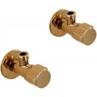 Gfghhuxj Mixer Tap Body Thicken Triangle Valve Gold Plating Toilet Vegetable Pot Basin General Purpose Cold Heat Water Stop Valve Angle Valve