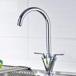 GUOCAO Tap Bathroom Chrome Basin Faucets Kitchen Faucet Daul Handle Sink Faucet Tap Bath and Cold Water Mixer Faucet Faucet