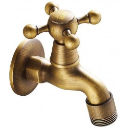 GUOSHUCHE Faucet Brass Retro Wall Type Single Cold Quick Opening Washing Machine mop Pool Explosion- Antifreeze Water Stop Valve Faucet