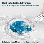 Handheld Turbocharged Pressure Propeller Shower Propeller Driven Turbo Charged Spinning Shower Head Turbo Fan Shower Head with Filter and Pause Switch Easy Install 360 Degrees Rotating Blue 1