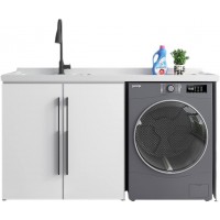 HNHYNSY Space Aluminum Washing Machine Integrated Cabinet Laundry Pool Tank Group with Washboard Combination Laundry Cabinet Color : Right Basin Length : 120CM 47.3 inch