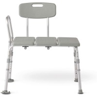 Medline Transfer Bench for Bathtub for Use as a Bath Chair or Shower Seat Durable with Height Adjustable Legs Non-Slip Feet Gray
