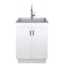 Transolid TC-2420-WC 24-in. All-in-One Laundry Utility Sink Kit White Stainless Steel