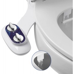 Veken Non-Electric Bidet Self Cleaning Dual Nozzle Feminine Bidet Wash Bidet Attachment for Toilet Fresh Water Sprayer Toilet Seat Attachment with Adjustable Pressure Control