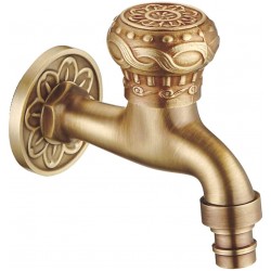 Wall Mounted Washing Machine Faucet Antique Brass Outdoor Garden Single Cold Sink Tap Short