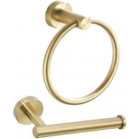 WEIKO Gold Toilet Paper Holder Towel Ring Bathroom Hardware Brushed Gold Hand Towel Holder 2 Pieces Wall Mount Bathroom Accessories Set Stainless Steel