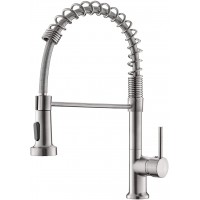 GIMILI Kitchen Faucet with Pull Down Sprayer High Arc Single Handle Spring Kitchen Sink Faucet Brushed Nickel Commercial Modern rv Stainless Steel Kitchen Faucets Grifos De Cocina