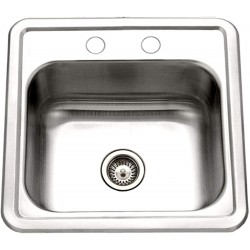 Houzer 1515-6BS-1 Hospitality Series Topmount Stainless Steel 2-Holes Bar Prep Sink