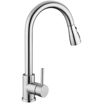 Kitchen Sink Faucet Kitchen Faucet Stainless Steel with Pull Down Sprayer Brushed Nickel Commercial Modern High arc Single Handle Single Hole Pull Out Kitchen Faucets for Bar Laundry rv Utility Sink