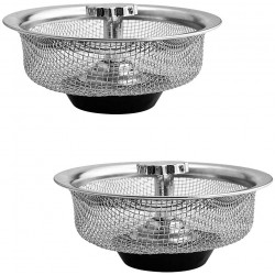 Kitchen Sink Strainer Mesh Metal with Handle and Rubber stopper 3.3 inch Diameter Stainless Steel Sink Drain Sifter Strainer 2 Pack