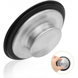 KUFUNG Sink Stopper 3.35 Inch Universal Kitchen Sink Stopper Garbage Disposal Drain Stopper Brushed Stainless Steel Rubber STP-SS for Insinkerator Kitchenaid Kohler Waste King Silver