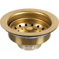 LQS Kitchen Sink Drain Assembly Sink Drain Basket Strainer 304 Stainless Steel with Removable Sink Strainer Basket and Stopper 3-1 2-inches Gold