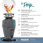 Moen GX50C Prep Series 1 2 HP Continuous Feed Garbage Disposal with Sound Reduction Power Cord Included Black