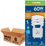 13W Ultra-Mini Enersaver T3 Compact Fluorescent Light Bulb GU24 Base Soft White 8 Pack Globe Electric 01142