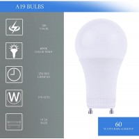 Dysmio A19 LED GU24 Light Bulb 60W Equivalent Dimmable Twist Lock Light Bulbs 800 Lumens 4000K Cool White GU24 Base 4 Pack