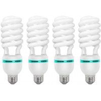 LimoStudio [4-Pack] CFL 45 Watt 6600 Kelvin Pure White Compact Fluorescent Bulb for Photography and Video Lighting AGG117