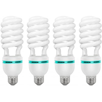 LimoStudio [4-Pack] CFL 45 Watt 6600 Kelvin Pure White Compact Fluorescent Bulb for Photography and Video Lighting AGG117