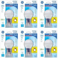 Pack of 6 GE 15W CFL Energy Smart Bulb Equivalent to 60W Daylight Cool Color Tone A19 Standard Medium E26 Base