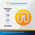 Replacement for General Electric Ge F552d8304pcd Light Bulb by Technical Precision 55 Watt Compact Fluorescent Bulb GRY10Q-3 4-Pin Base Warm White 1 Pack