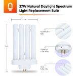 Replacement Light Bulbs CFML27VLX 27 Watt Natural Daylight Spectrum Light Bulb for Verilux Happy Eyes by Lumenivo 27 Watt 6500K Bulb Four Tube CFL with GX10Q-4 4 Pin Base in a Square 1 Pack